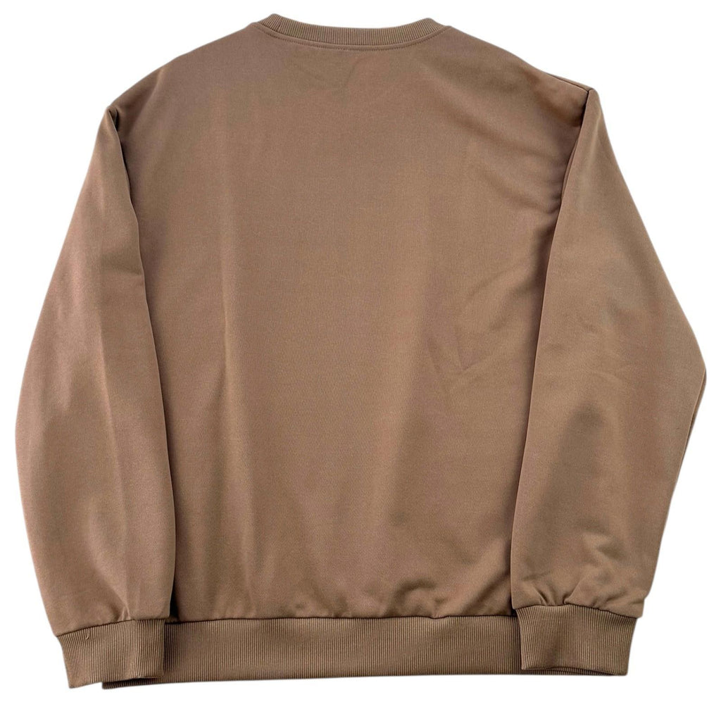 Casual Jumper Men's UK Size XL Brown Long Sleeve Crew Neck Stretch Waist Cuff