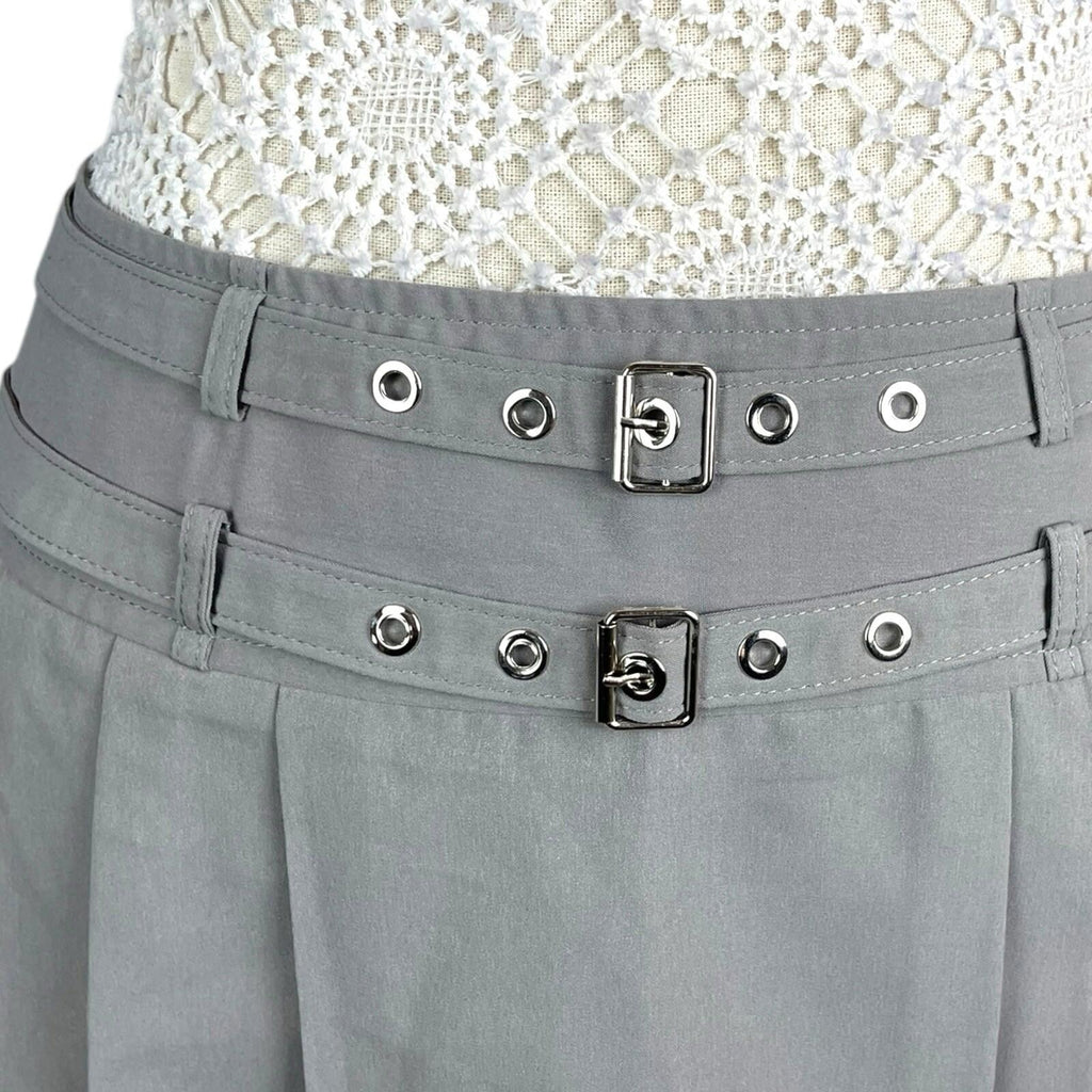 Ravi Famous Grey Pleated Skirt Double Buckle Women’s UK Size 10