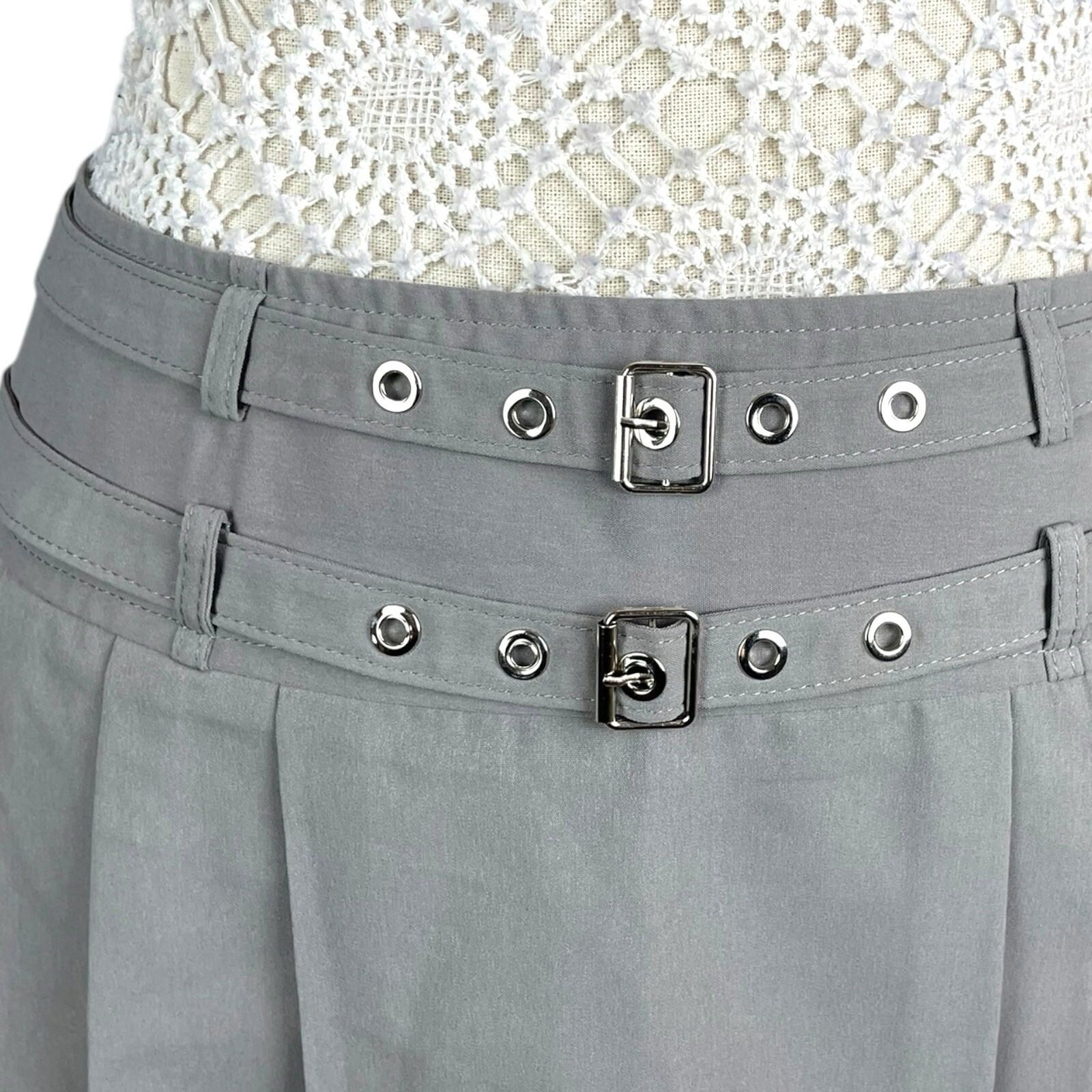 Ravi Famous Grey Pleated Skirt Double Buckle Women’s UK Size 10