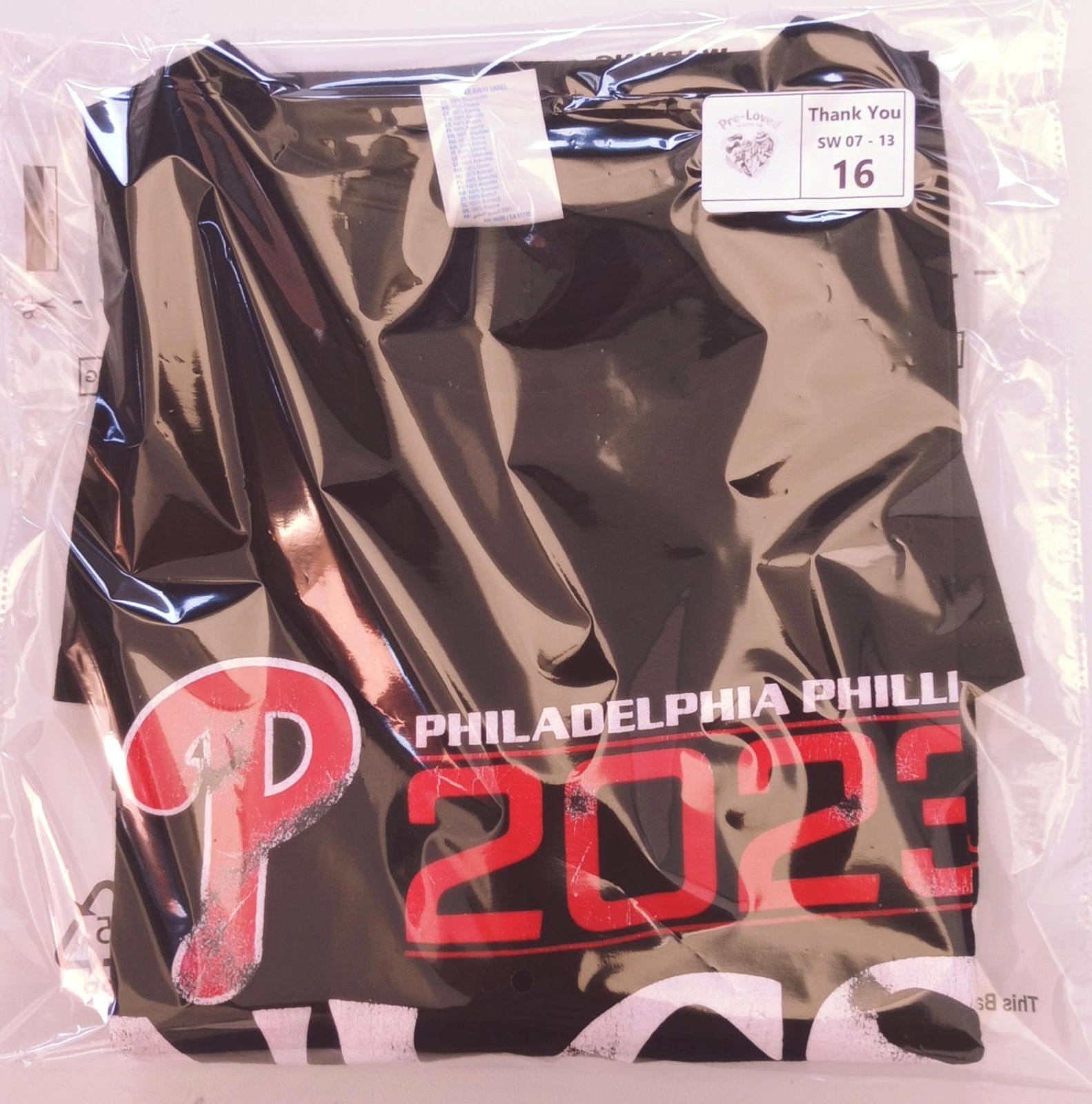 Philadelphia Phillies Graphic Print T-Shirt Men's UK Size XL Black Baseball Tee