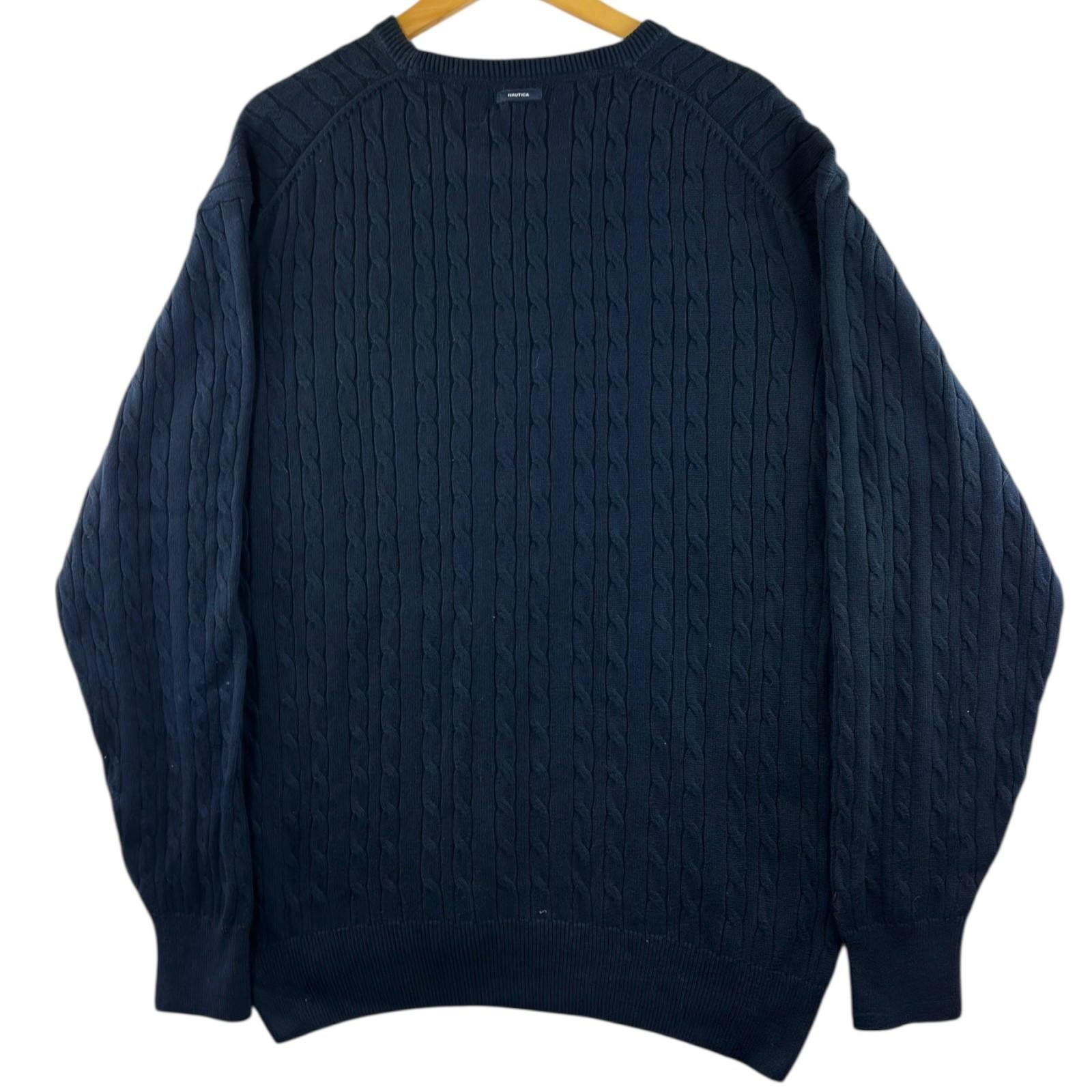 Nautica Knit Jumper Men's UK Size XL Blue 100% Cotton Long Sleeve Crew Neck