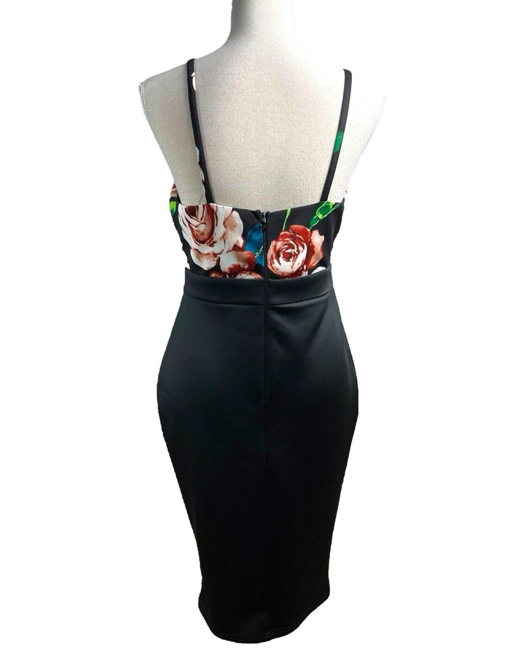 AX Paris Bodycon Dress Black Floral Top Detail Women’s UK Size 14