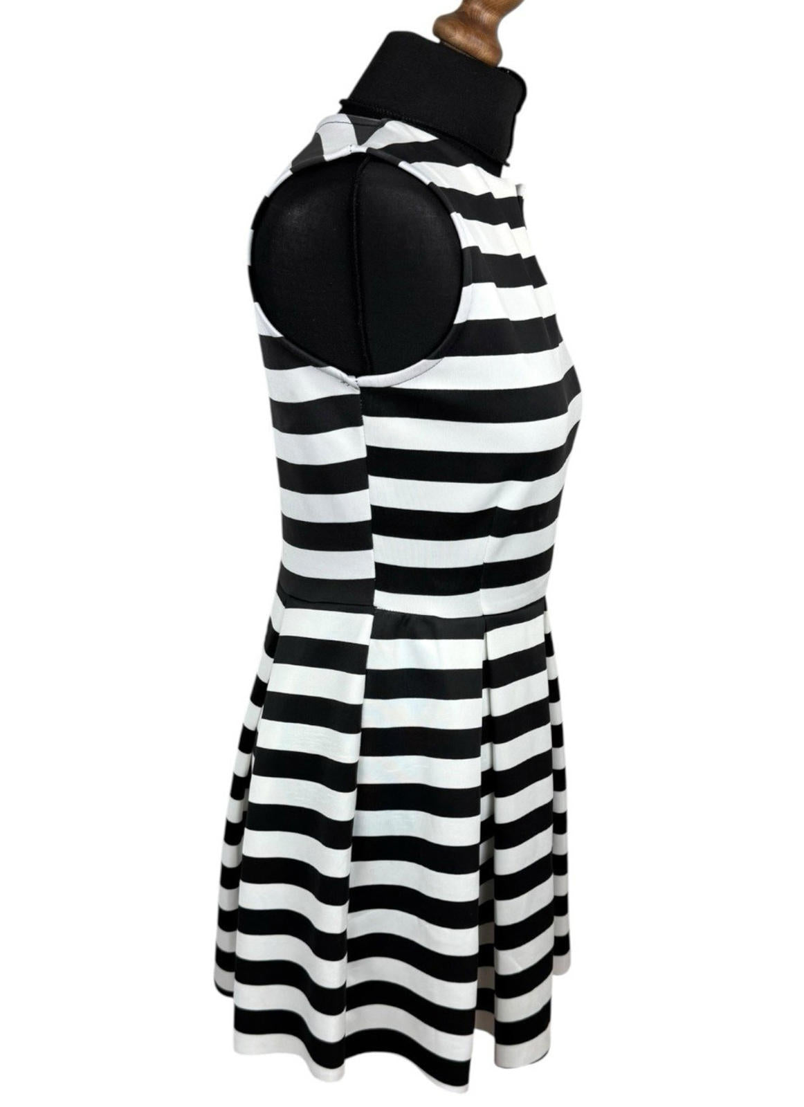 I-X London Striped Dress Women’s UK Size 12 Fit & Flare Sleeveless Pleated Skirt