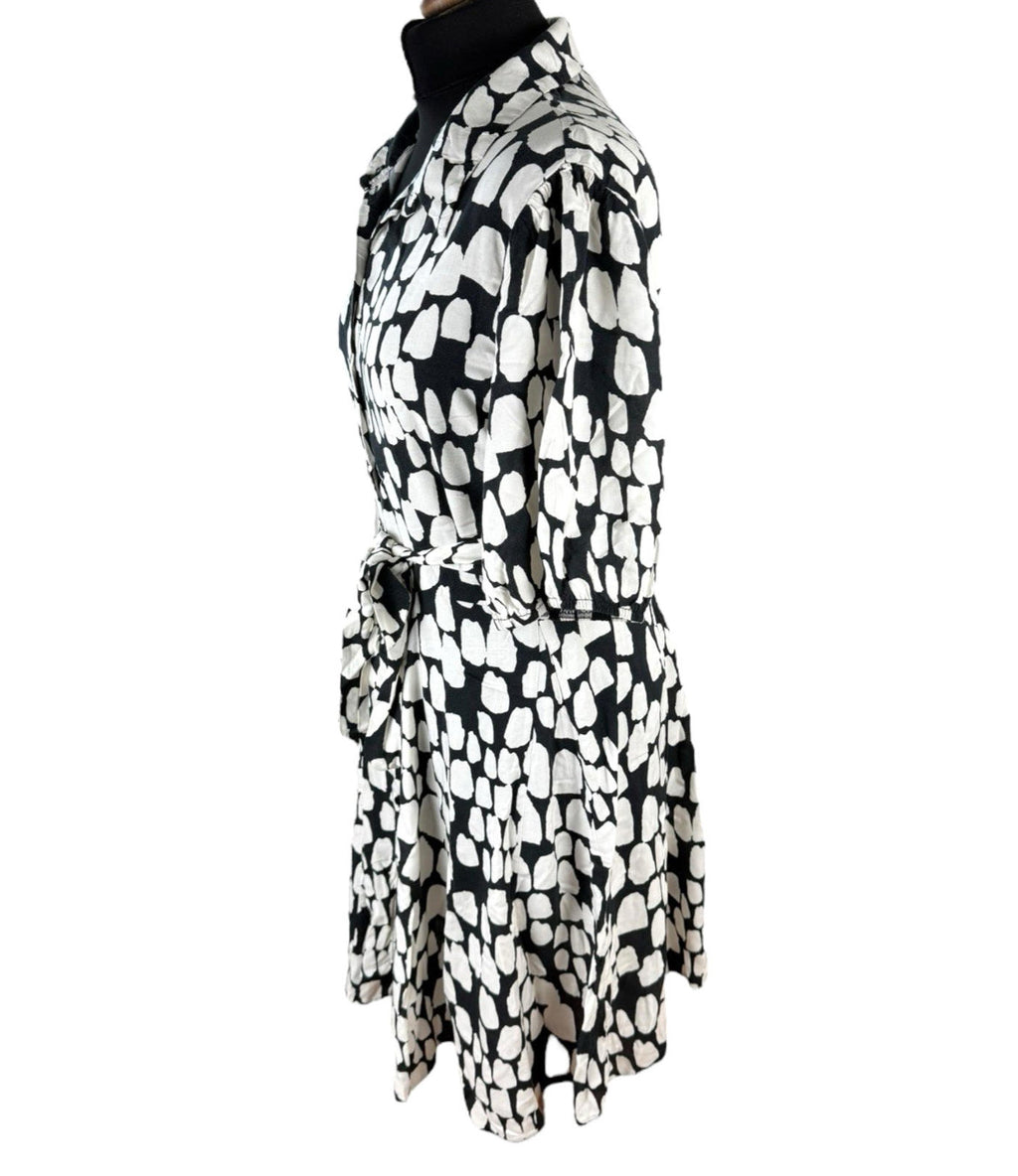New Look Abstract Print Mini Shirt Dress Women’s UK Size 18 Belted Knee Length