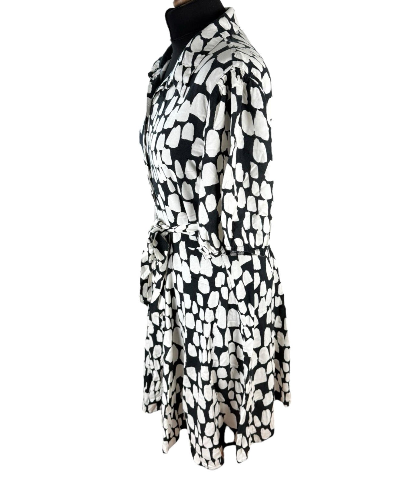 New Look Abstract Print Mini Shirt Dress Women’s UK Size 18 Belted Knee Length