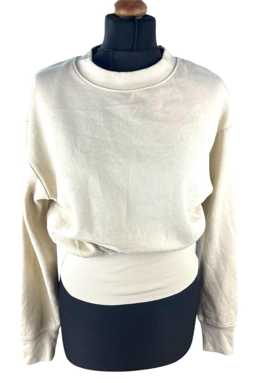 Zara Jumper Jersey Cream Beige Cropped Sweater Women’s UK Size S