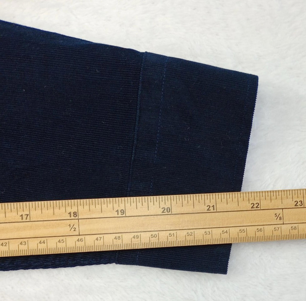 Jos. A. Bank Corduroy Shirt Men's UK Size XL Blue Long Sleeve Pocket 100% Cotton
