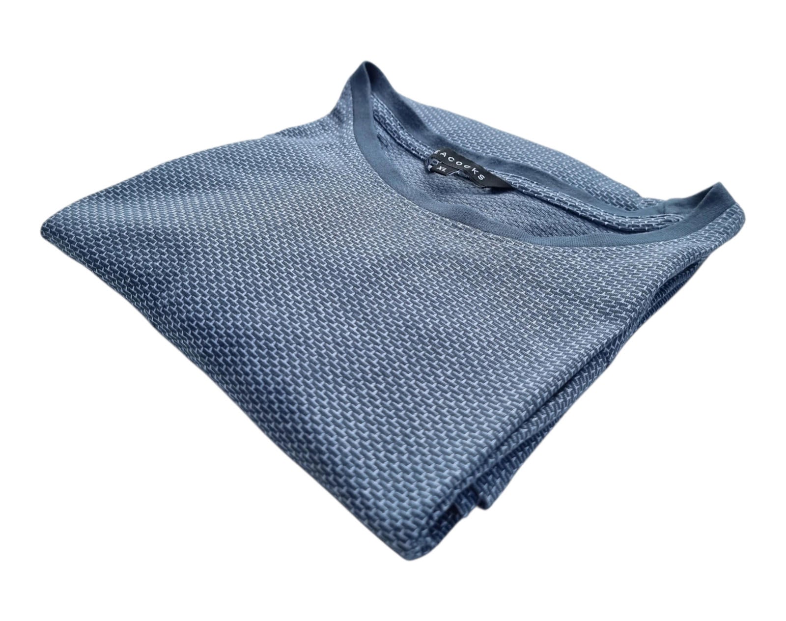 Peacocks T-Shirt Men's UK Size XL Blue Geometric Pattern Crew Neck Summer