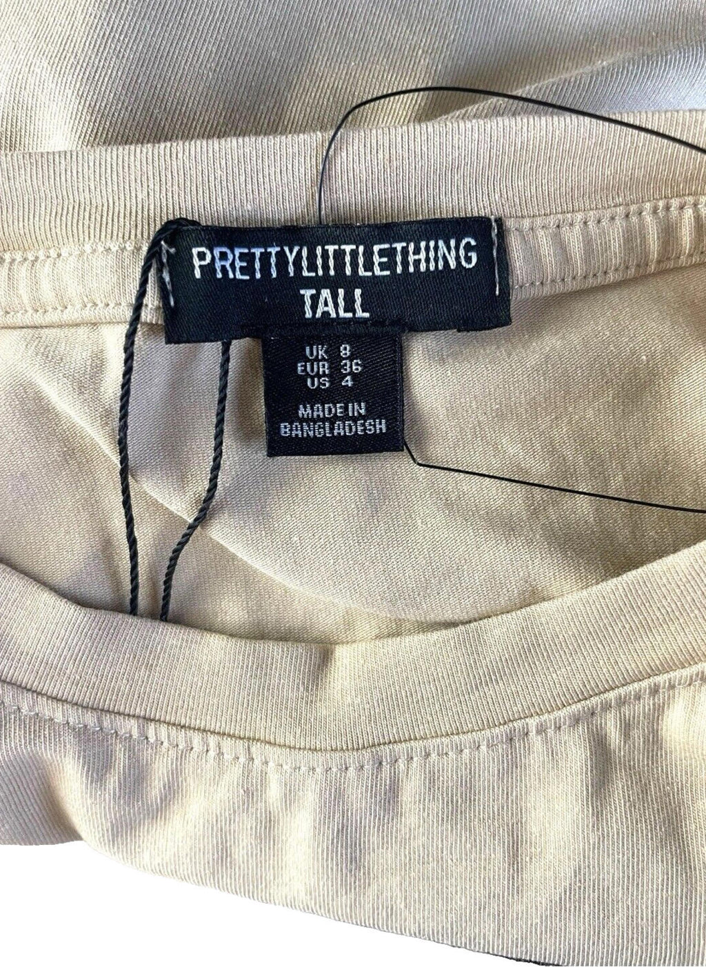 Pretty Little Thing Tall Beige T-shirt Women’s UK Size 8