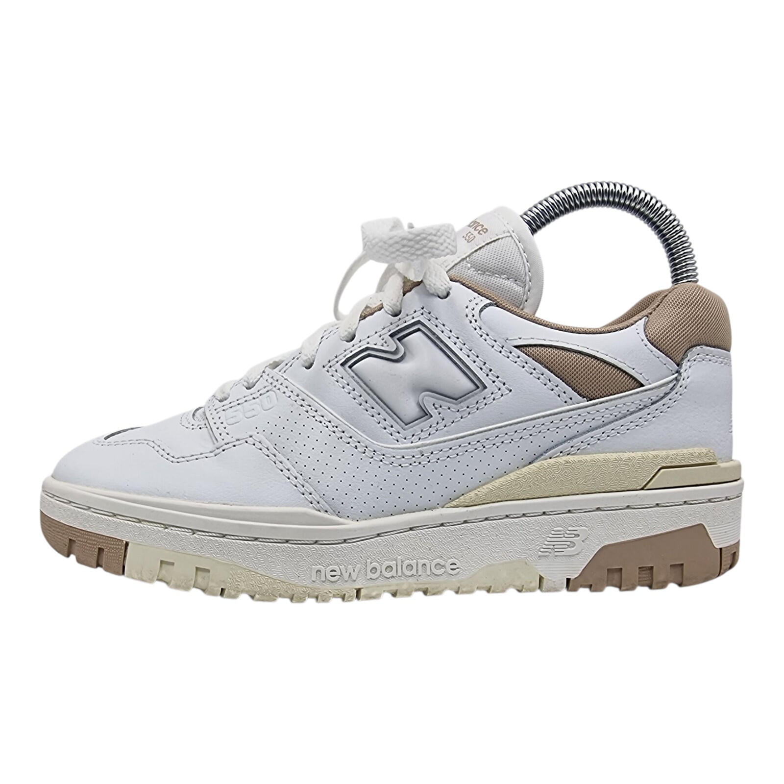 New Balance 550 Trainers Women's UK Size 4 White Tan Synthetic Leather