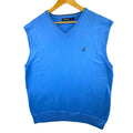Nautica Sweater Vest Men's UK Size XL Blue Sleeveless 100% Cotton V-Neck