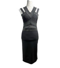 River Island Midi Dress Black Mesh Panel Waist Women’s UK Size 12