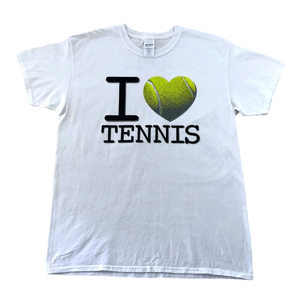 I Love Tennis T-Shirt Men's UK Size L White Graphic Print Short Sleeve Crew Neck