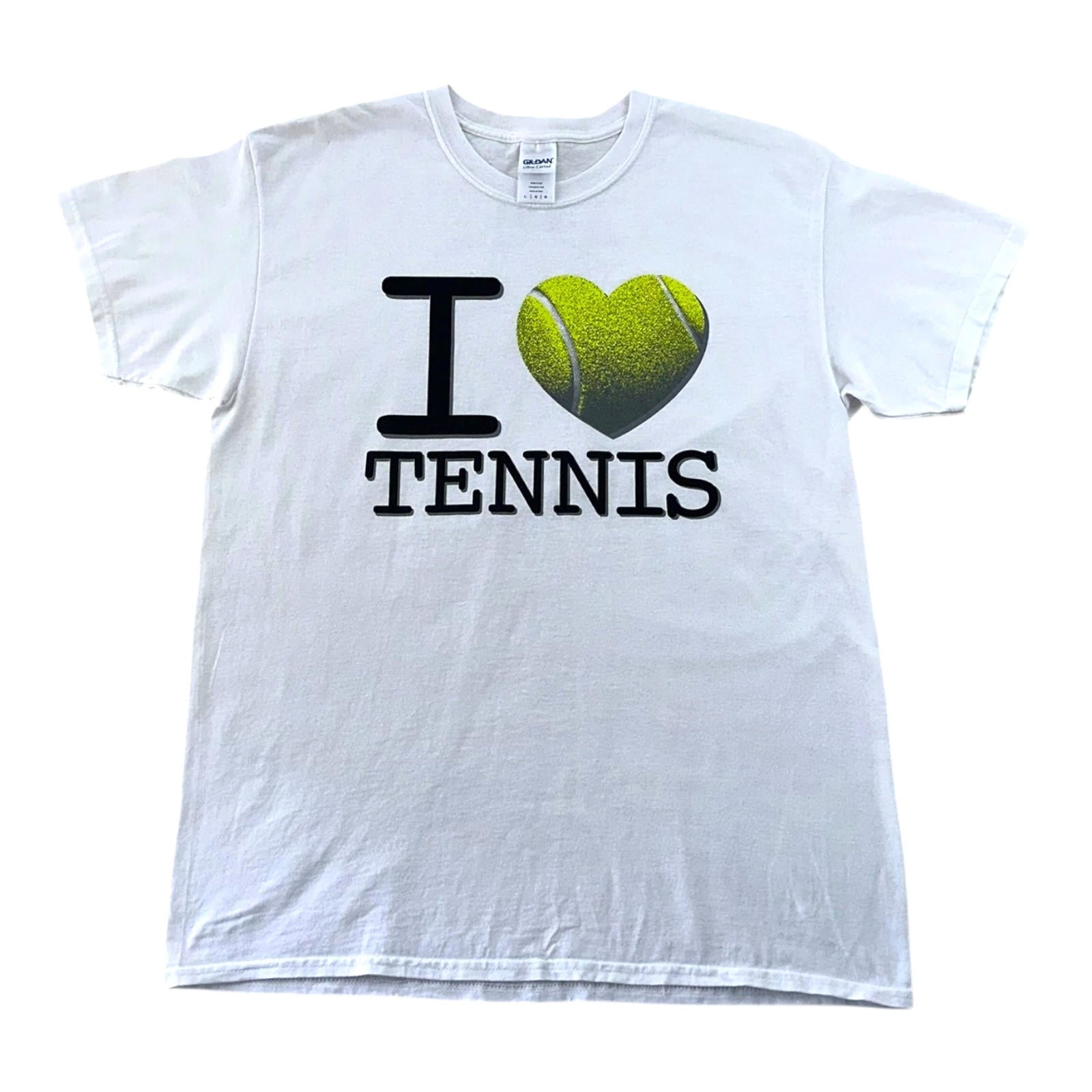 I Love Tennis T-Shirt Men's UK Size L White Graphic Print Short Sleeve Crew Neck