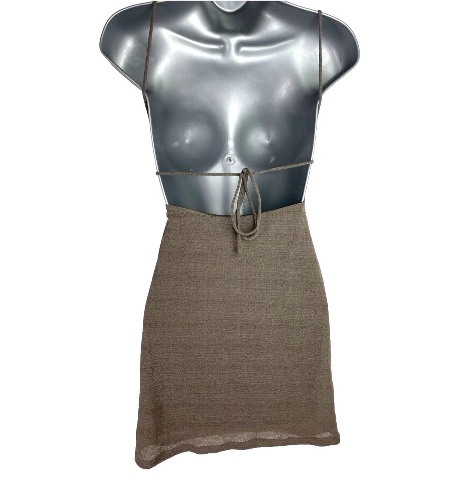 Pull & Bear Brown Mini Dress Backless Ruched Side Women’s UK Size XS