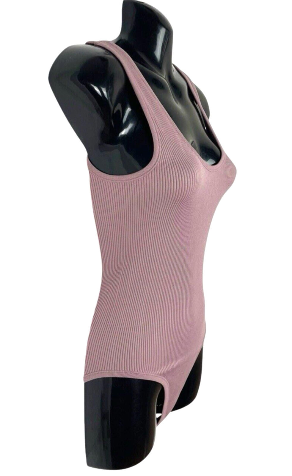 Inlyric Bodysuit Argyle Purple Ribbed Top Stretch Women’s UK Size 10