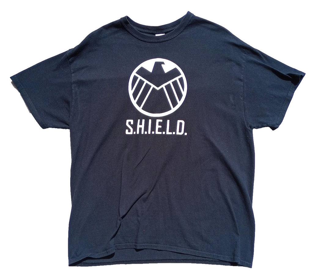 Graphic Print T-Shirt Men's UK Size XL Black Crew Neck 100% Cotton S.H.I.E.L.D.