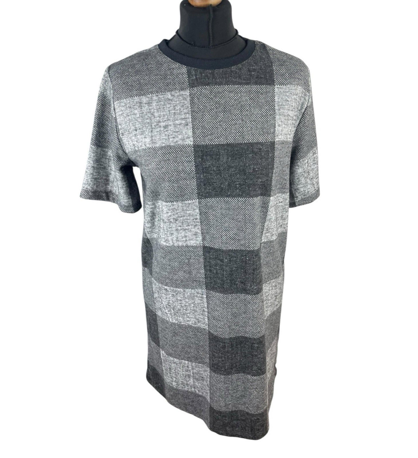 River Island Grey Check Jumper Dress Short Sleeve Women’s UK Size 10
