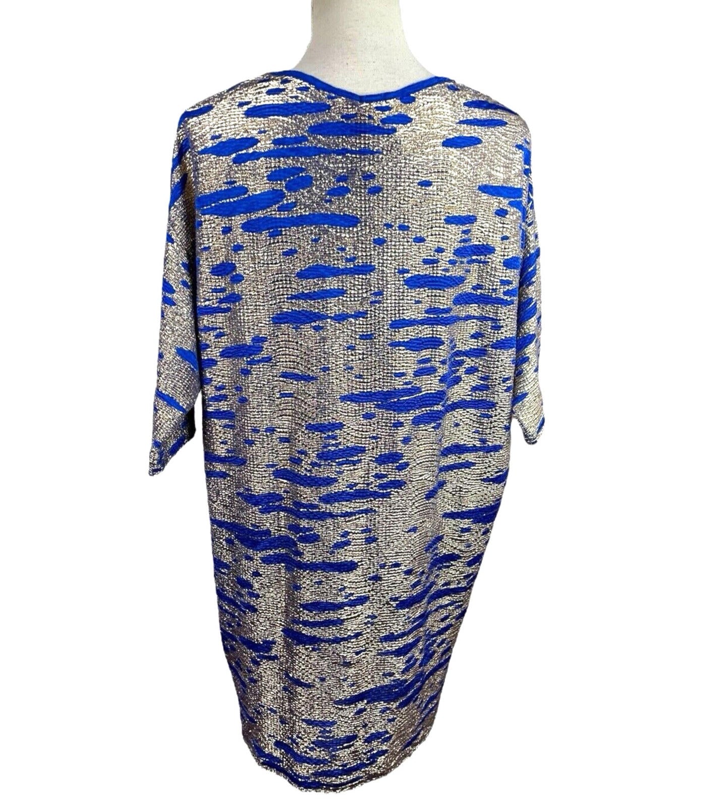 ASOS Blue & Gold Shimmer T-shirt Mini Dress Oversized Women’s UK Size 6