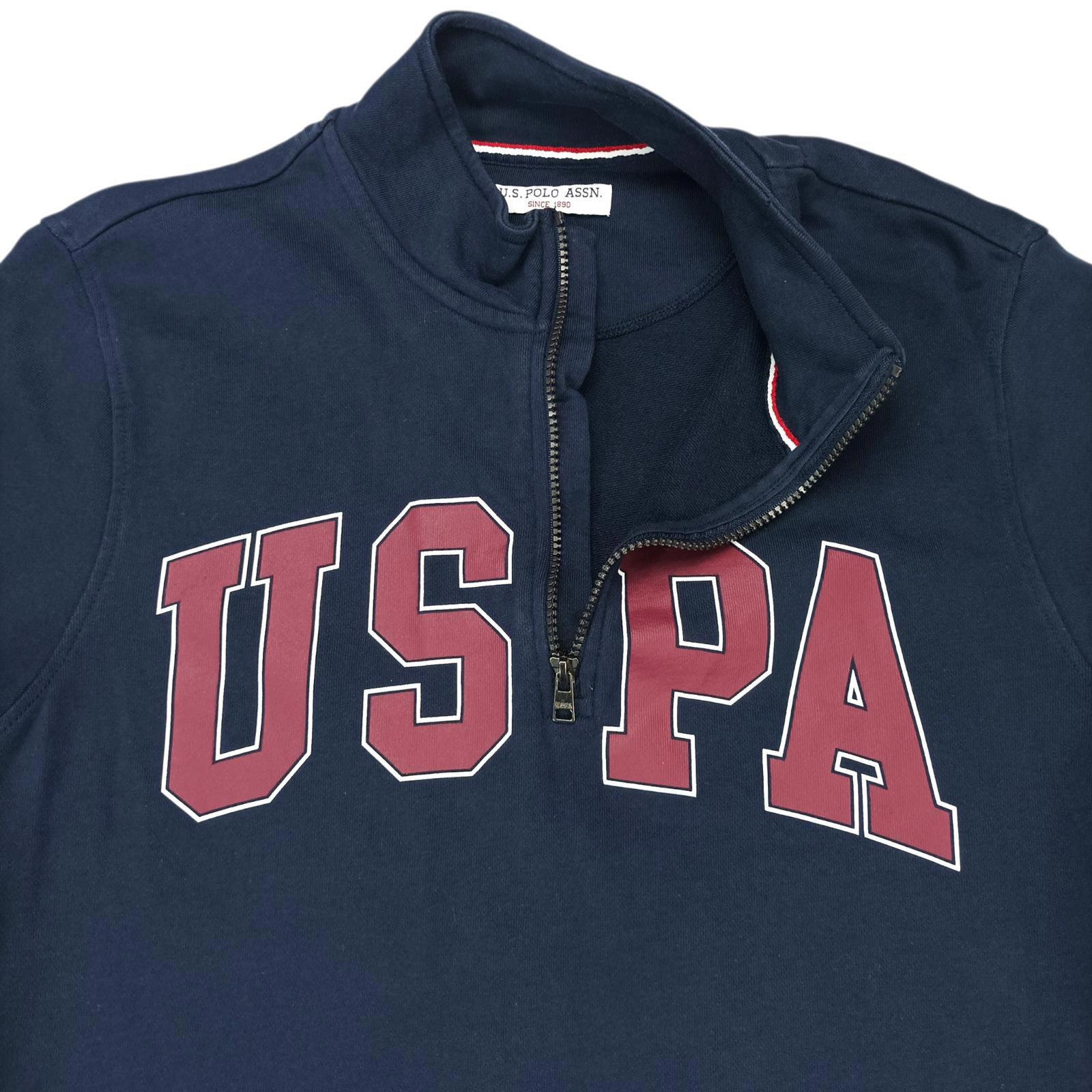 U.S. Polo Assn Sweatshirt Men's UK Size M Blue Jersey Jumper Cotton Pockets Zip