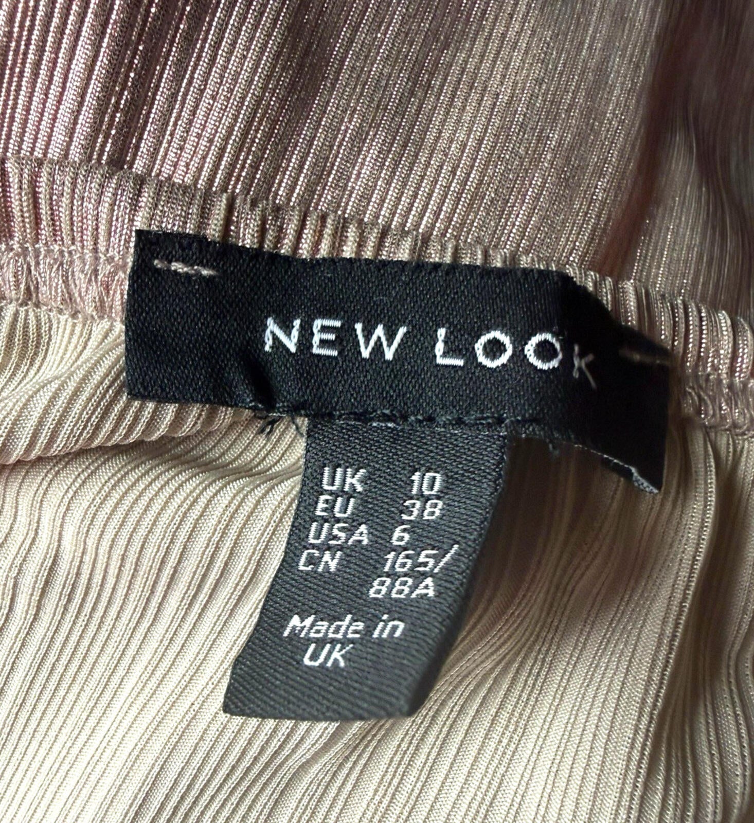 New Look Metallic Top Women’s UK Size 10 Off Shoulder 3/4 Sleeve Rose Gold