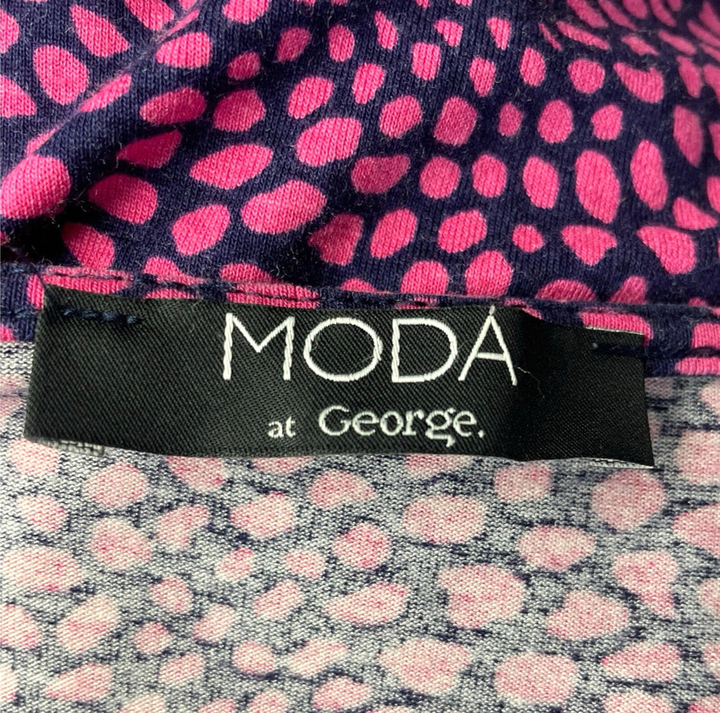 George Moda Spotted Blouse Top Women’s UK Size 16 3/4 Sleeve Scoop Neck Pink