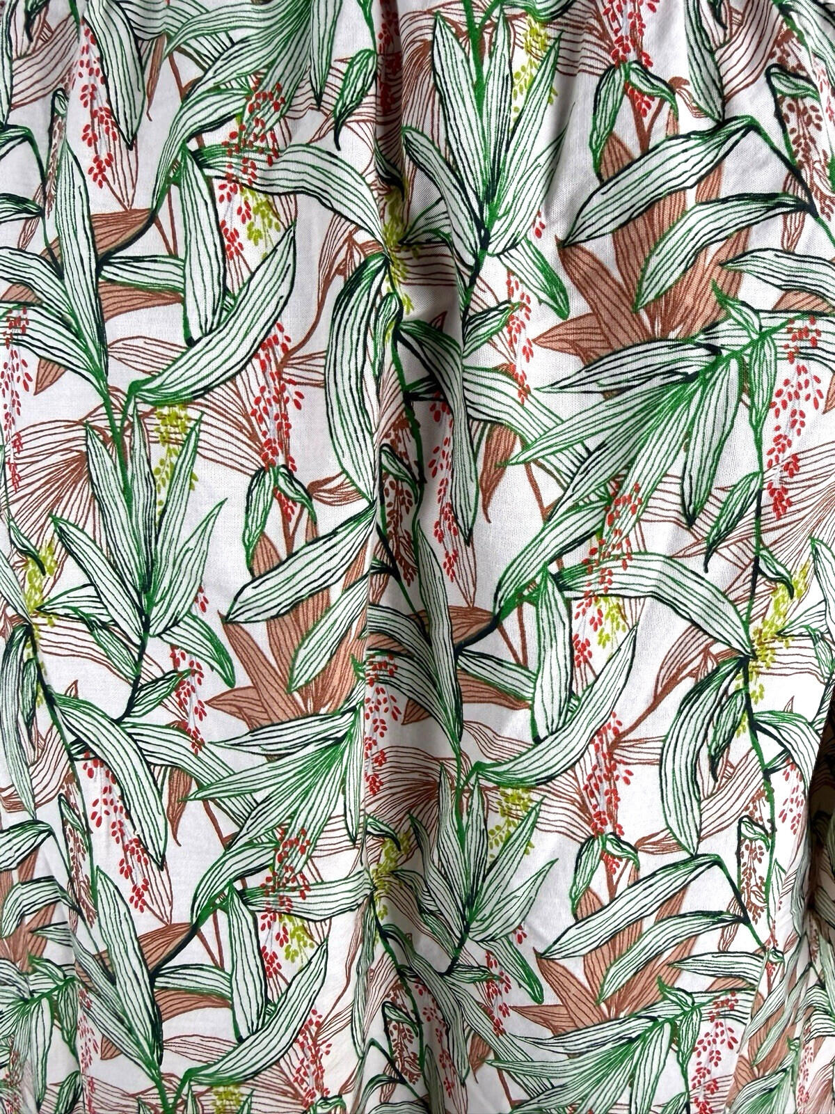 H&M Off Shoulder Mini Dress Women’s UK Size 8 Flare Sleeve Tropical Leaf Print