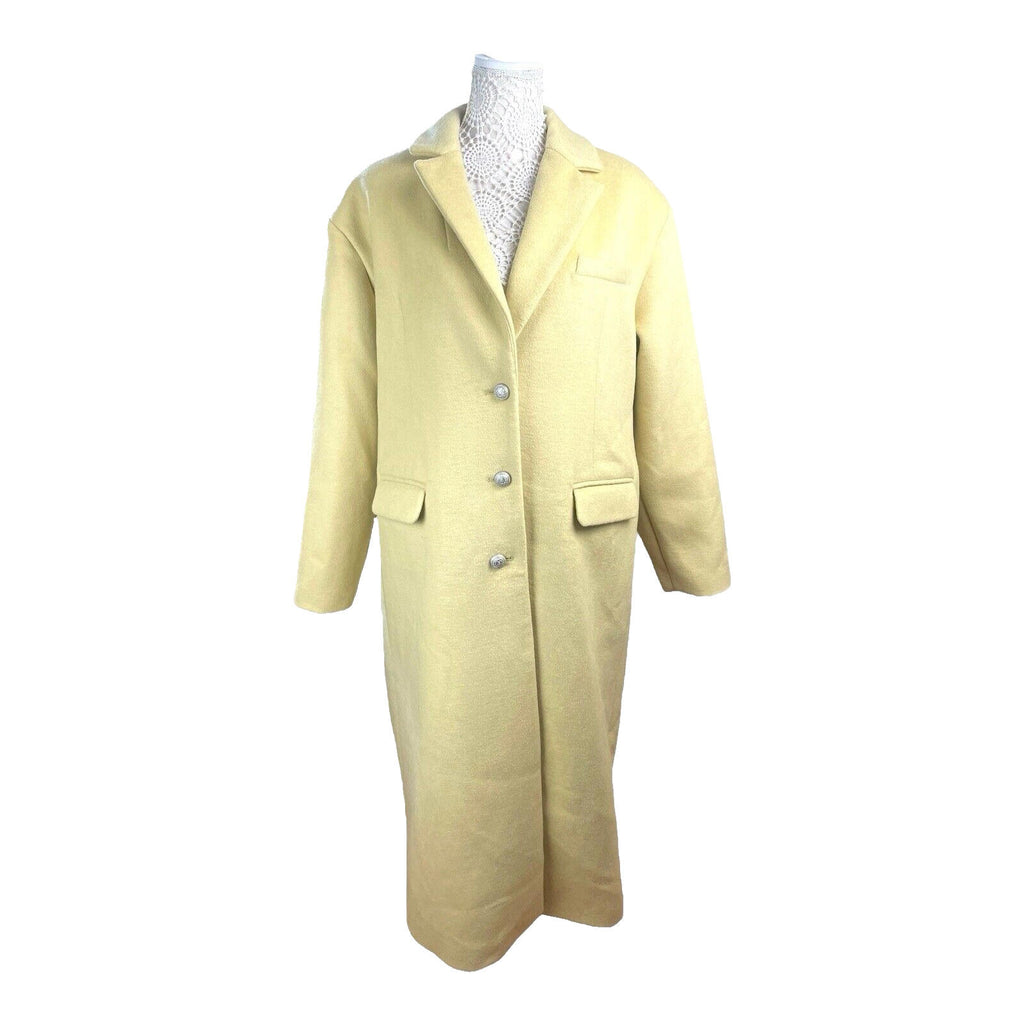 Riverland Overcoat Faux Wool Pale Yellow Oversized Long Women’s UK Size 16