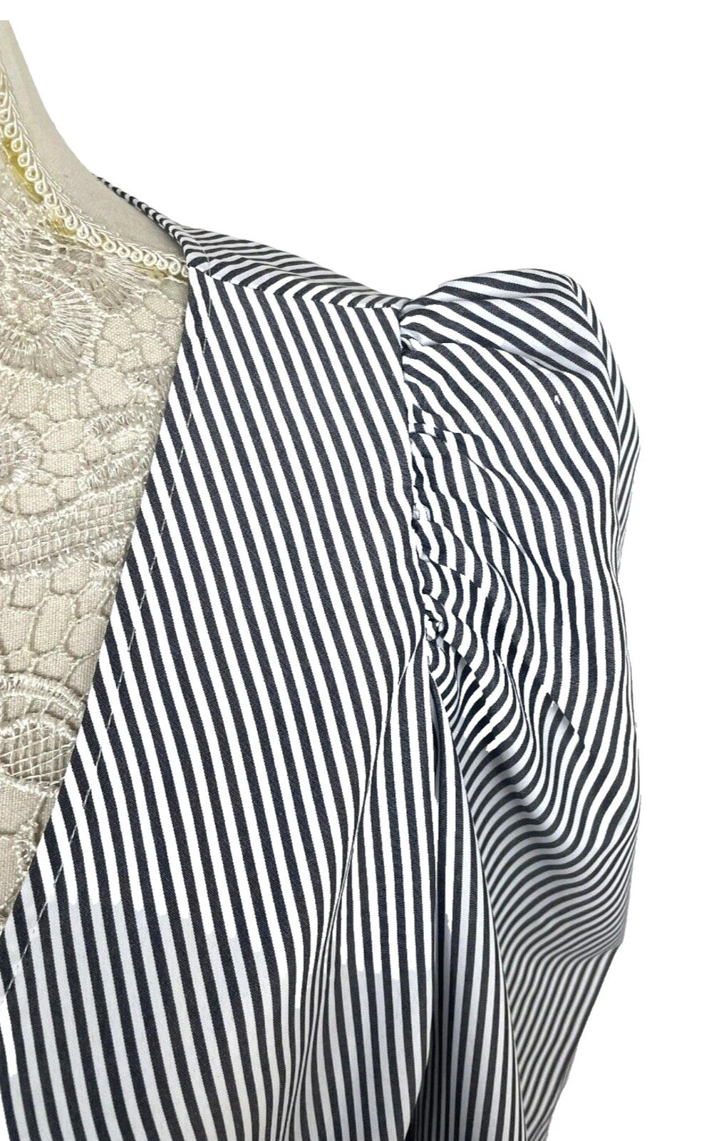 New Look Striped Wrap Shirt Blouse Top Women's UK Size 8 Puff Sleeve Waist Tie