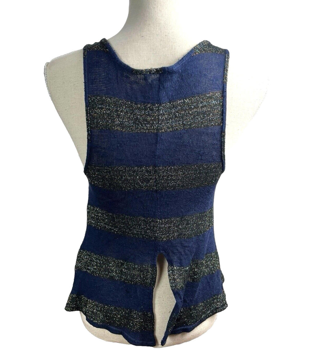 New Look Knitted Tank Top Glitter Stripe Detail Women’s UK Size 8