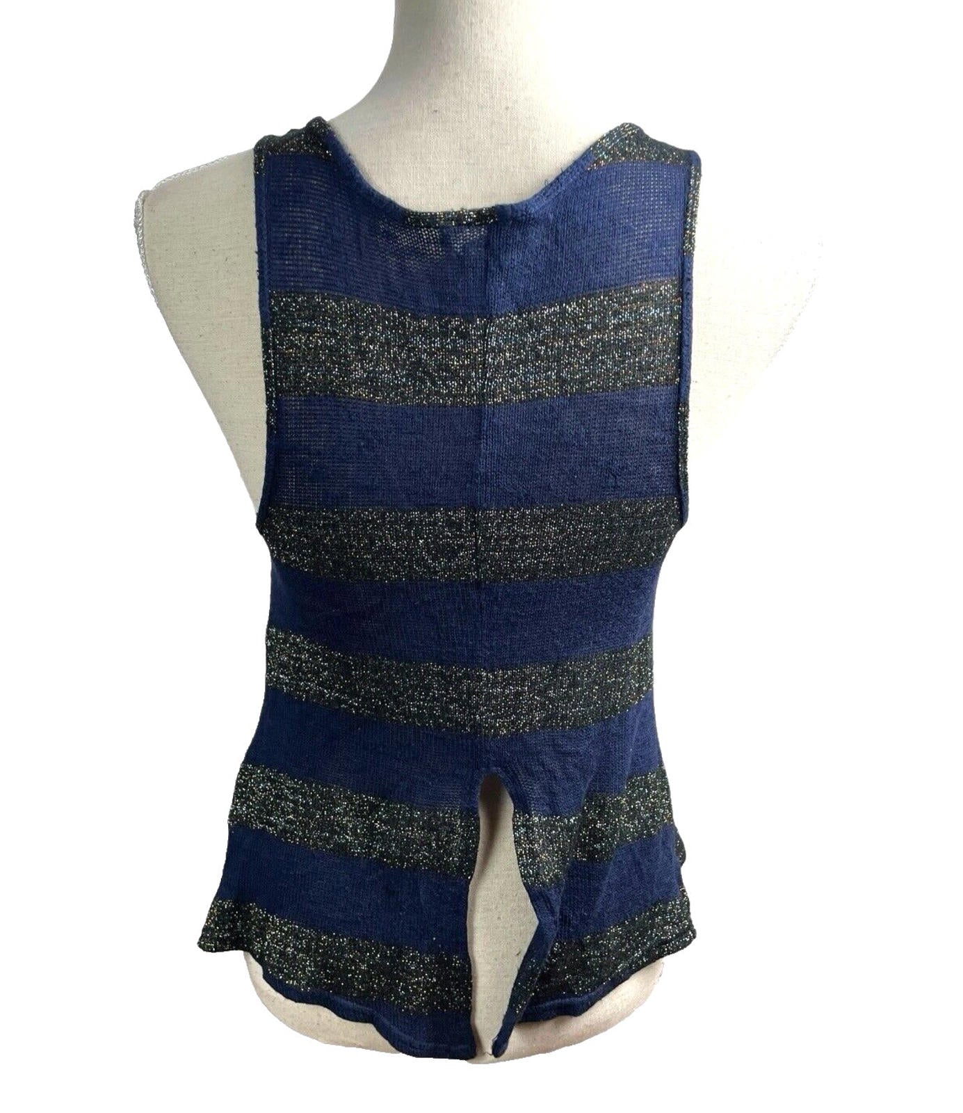 New Look Knitted Tank Top Glitter Stripe Detail Women’s UK Size 8
