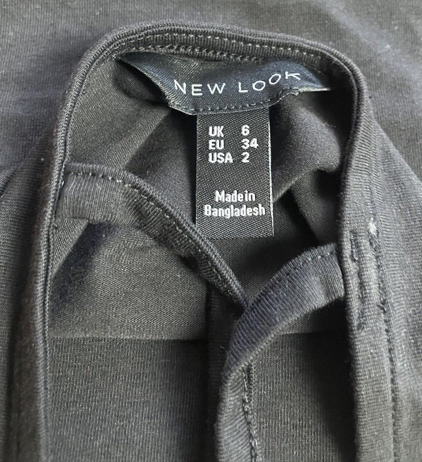 New Look Black Bodysuit Open Back Women's UK Size 6