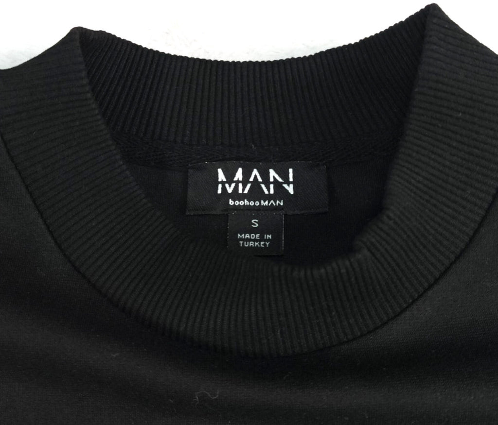 Boohoo Man T-Shirt Men's UK Size S Black Crew Neck Oversized Easy Care