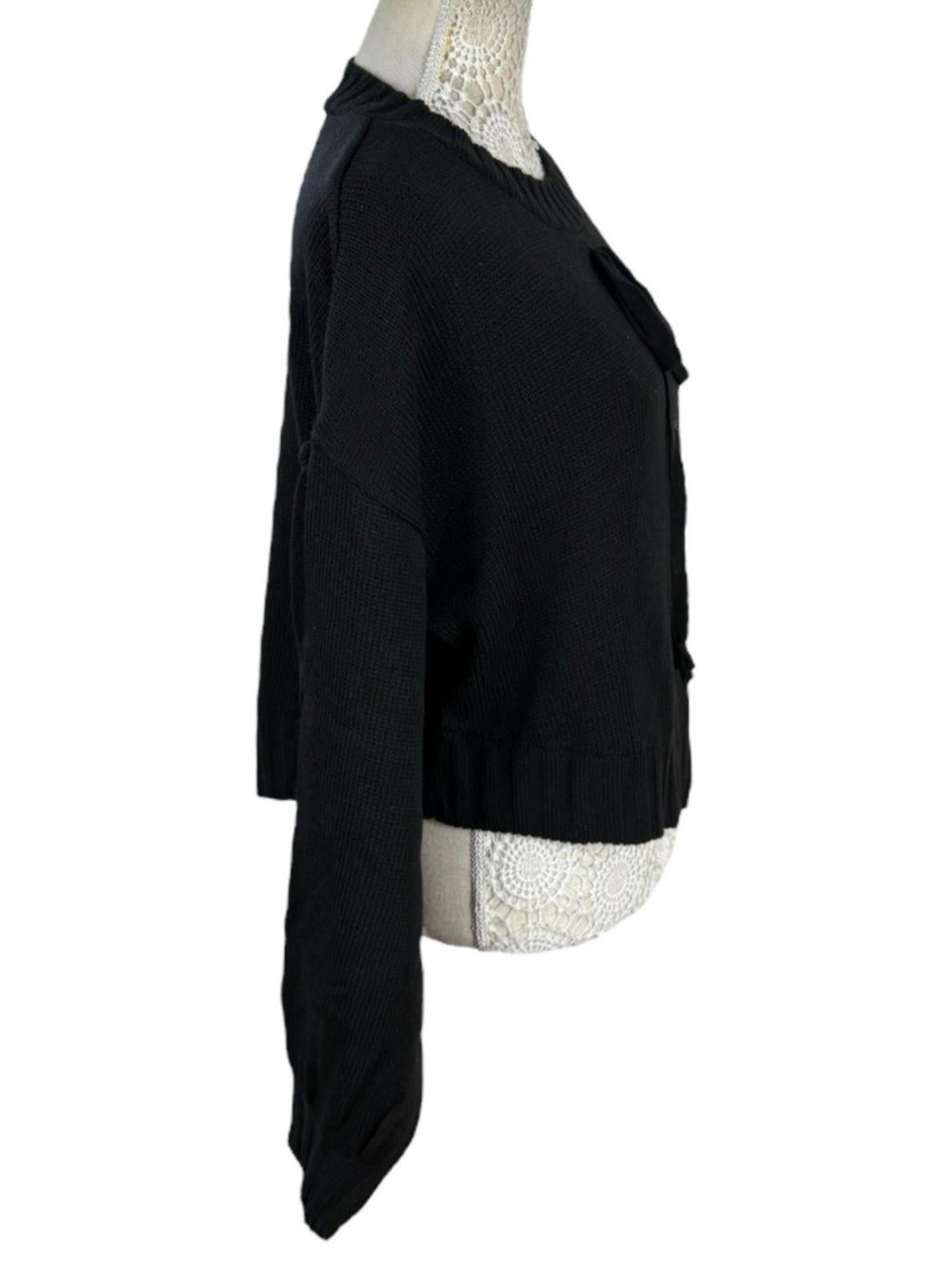 Black Knit Jumper Relaxed Fit Bow Detail Crew Neck Women’s UK Size S