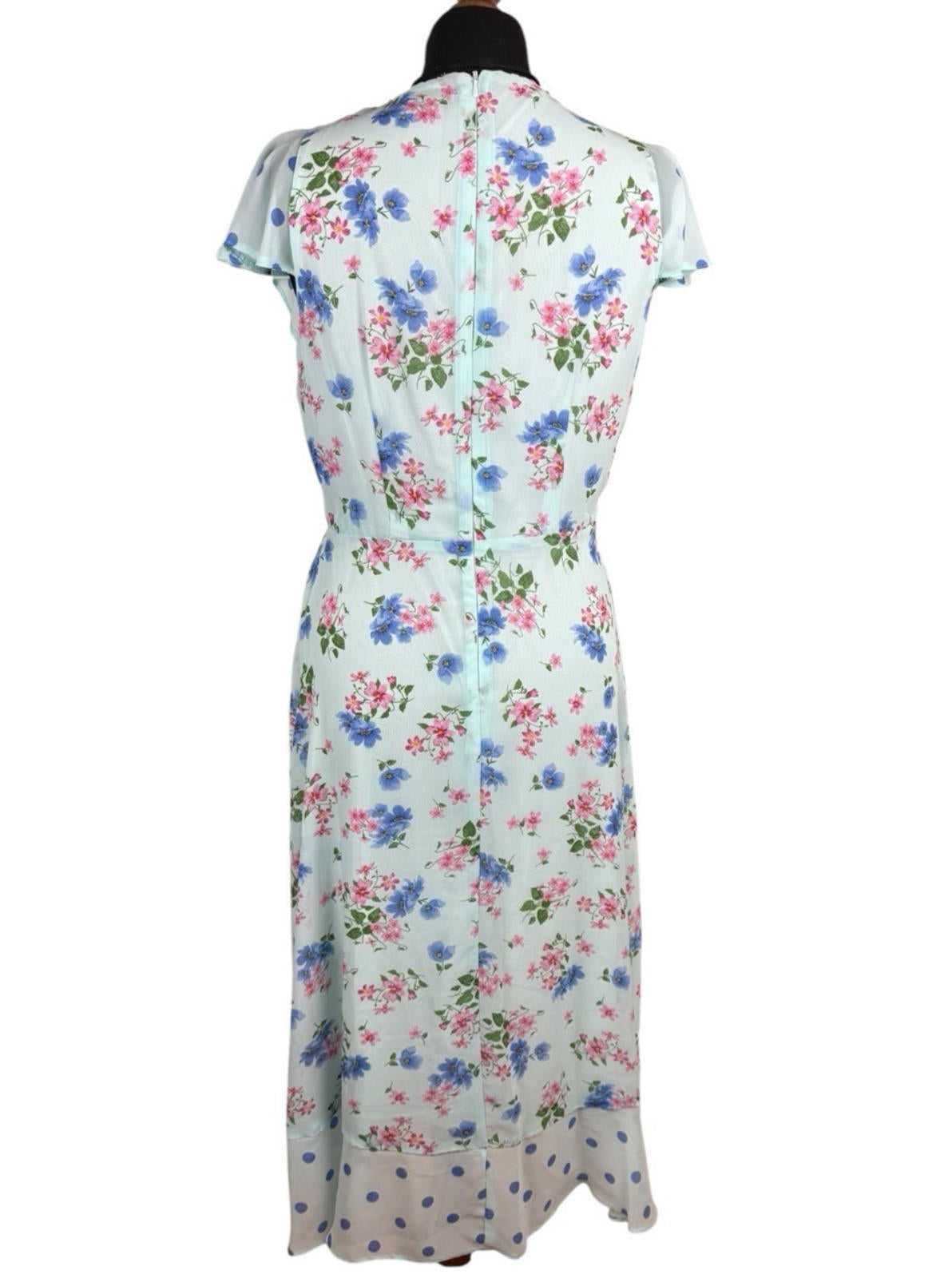Roman Occasion Dress Midi Pastel Floral Chiffon V Neck Women’s UK Size 12
