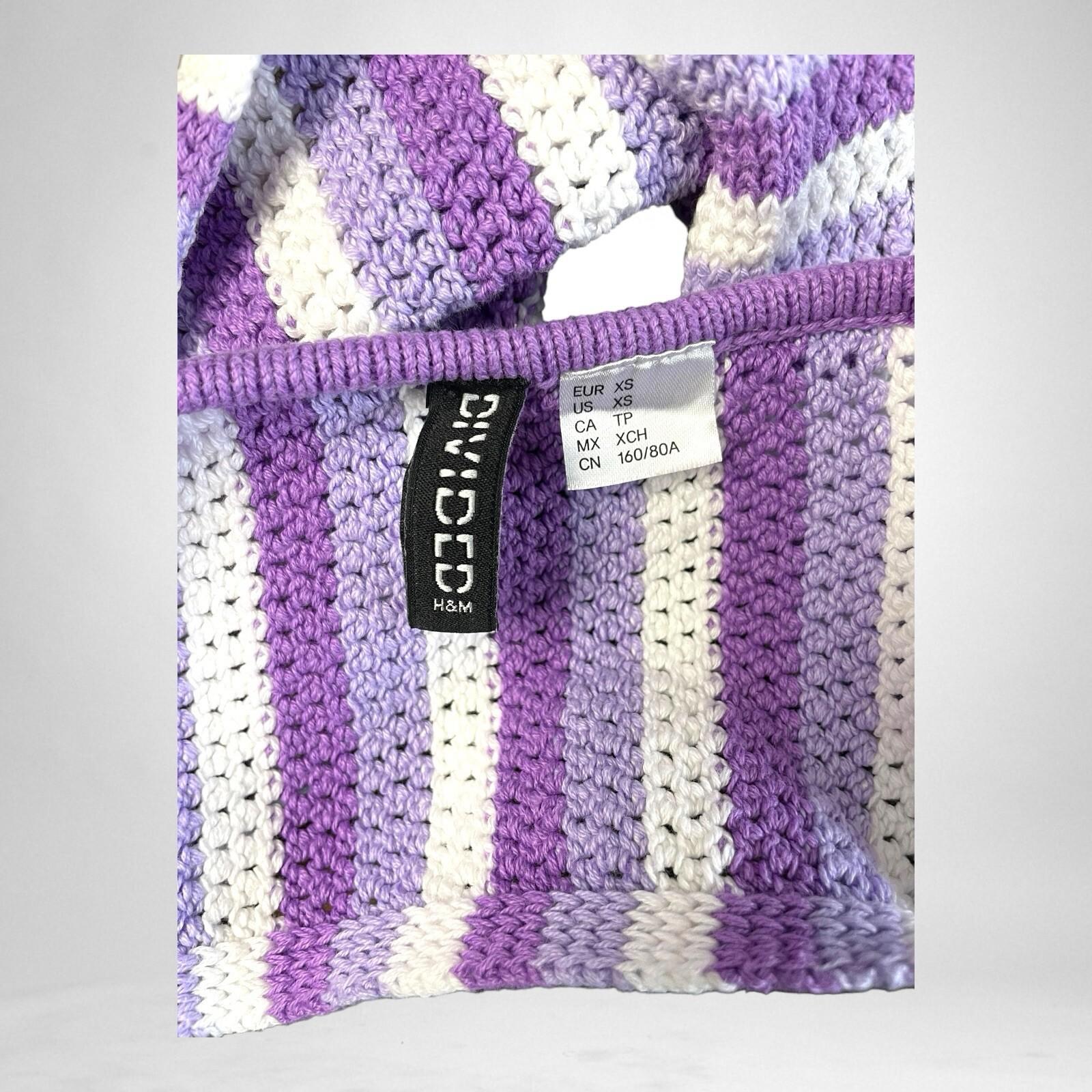 Divided Crop Top Purple Stripe Knit Women’s UK Size XS