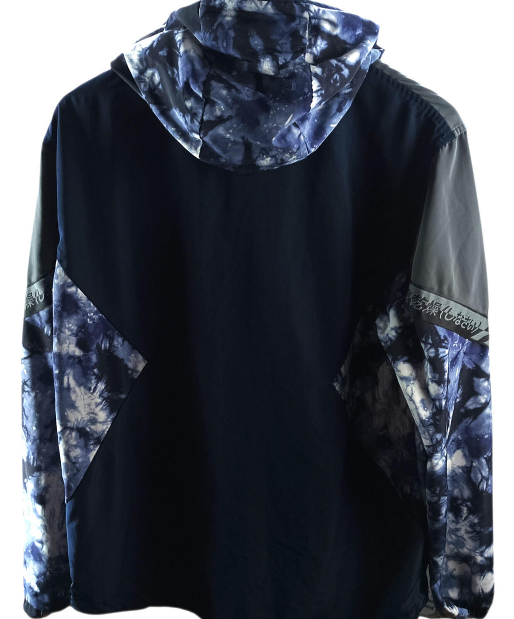 Superdry Cagoule Men's UK Size S Blue Overhead Floral Design 1/4 Zip Pocket