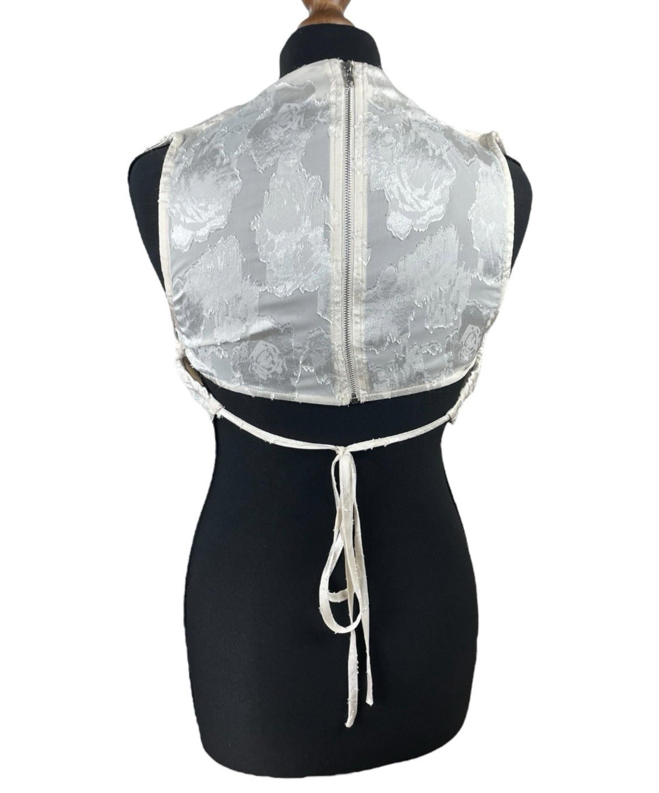 Pretty Little Thing Cream Satin Croptop High Neck Tie Back Women’s UK Size 8