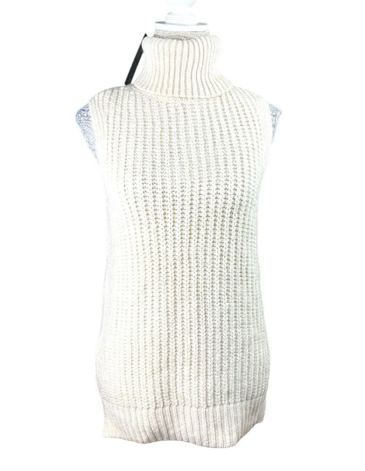 New Look Knit Vest Tapard Jumper Beige Roll Neck Women’s UK Size S