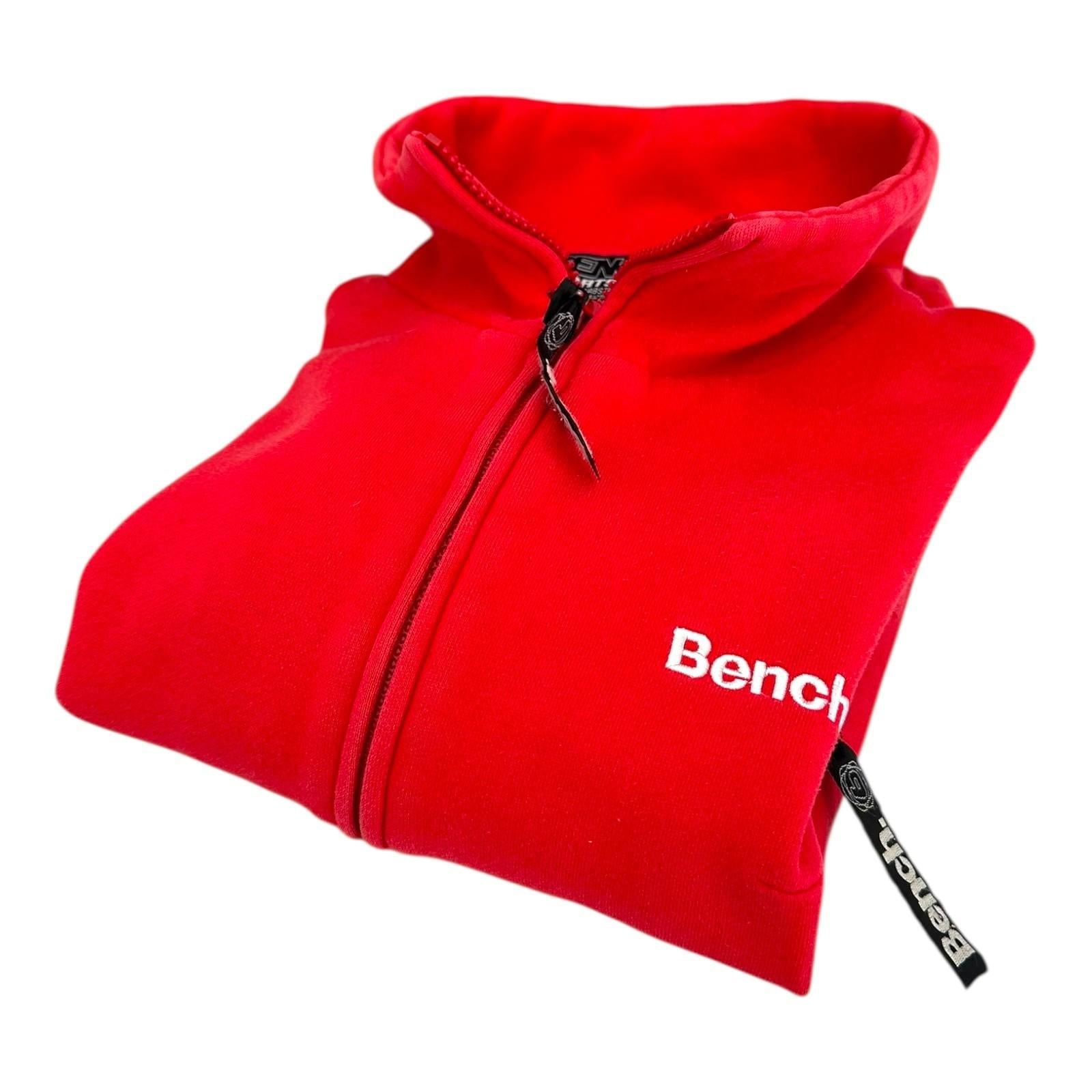 Bench Jacket Women's UK Size M Red Low Cut Stand Up Collar Jersey Zip Coat