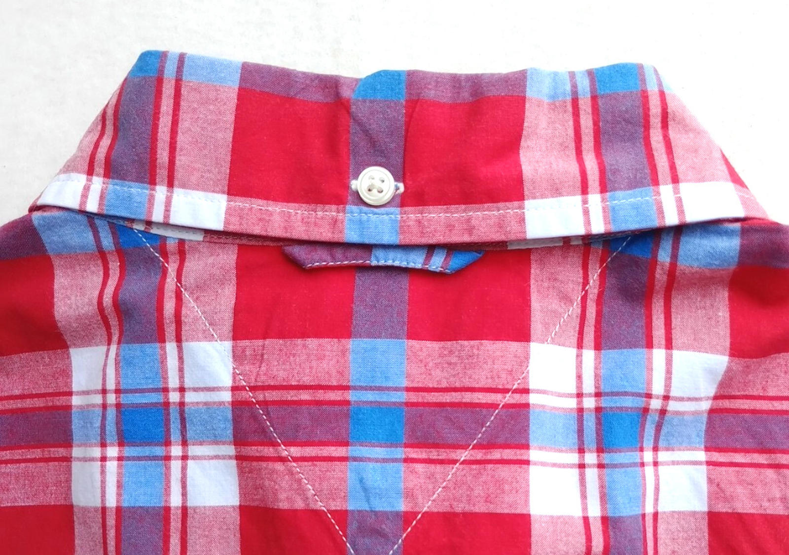 Tommy Hilfiger Shirt Men's UK Size L Red Check Short Sleeve Pockets 100% Cotton