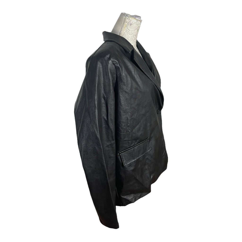 Pretty Little Thing Faux Leather Jacket Oversized Black Women's UK Size 8