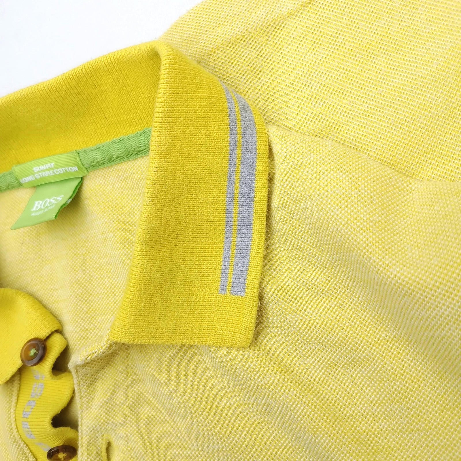 Hugo Boss Polo Shirt Men's UK Size L Yellow Short Sleeve 100% Cotton Easy Care