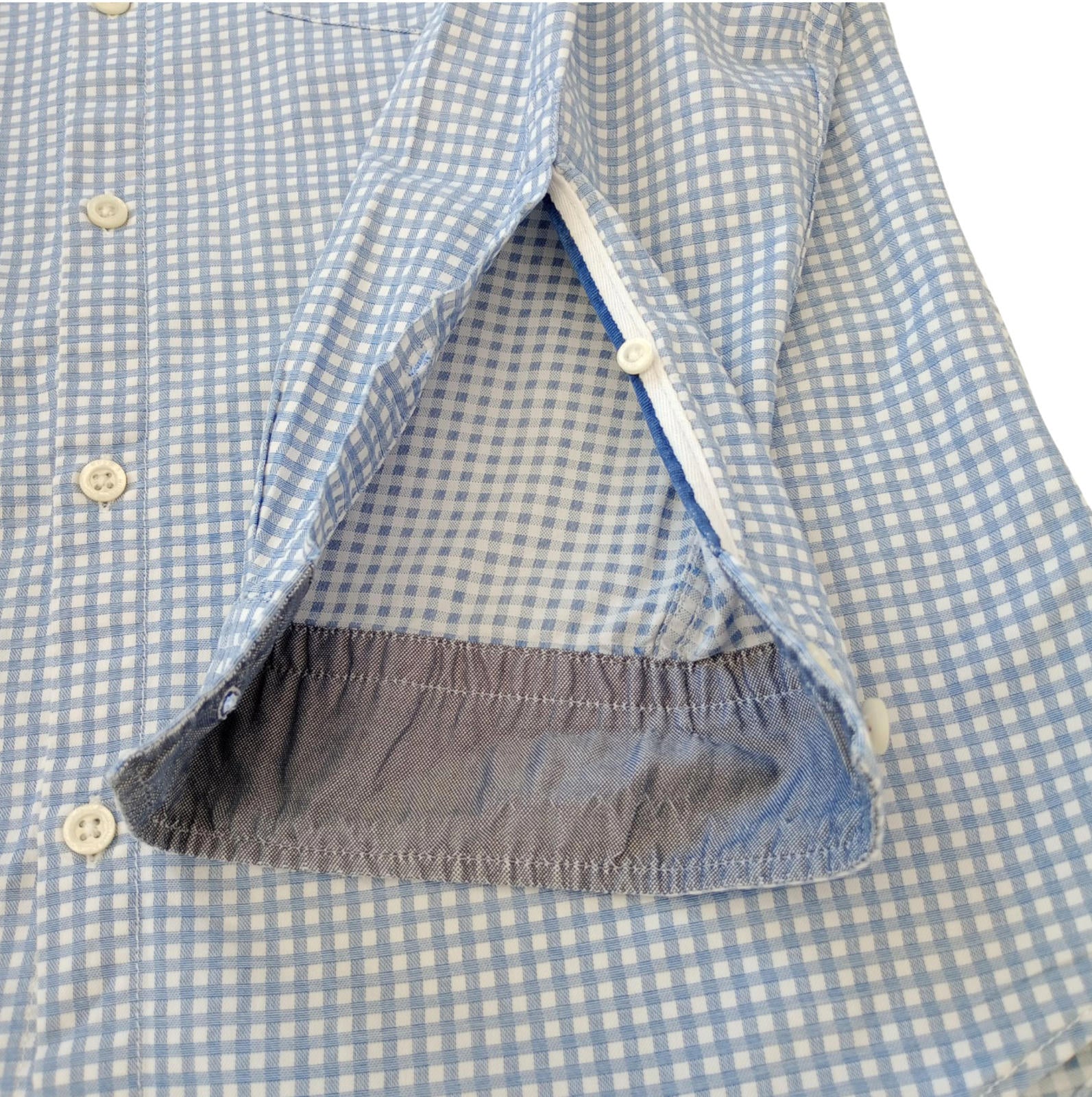Hugo Boss Shirt Men's UK Size M Long Sleeve Blue Check 100% Cotton Pocket Modern