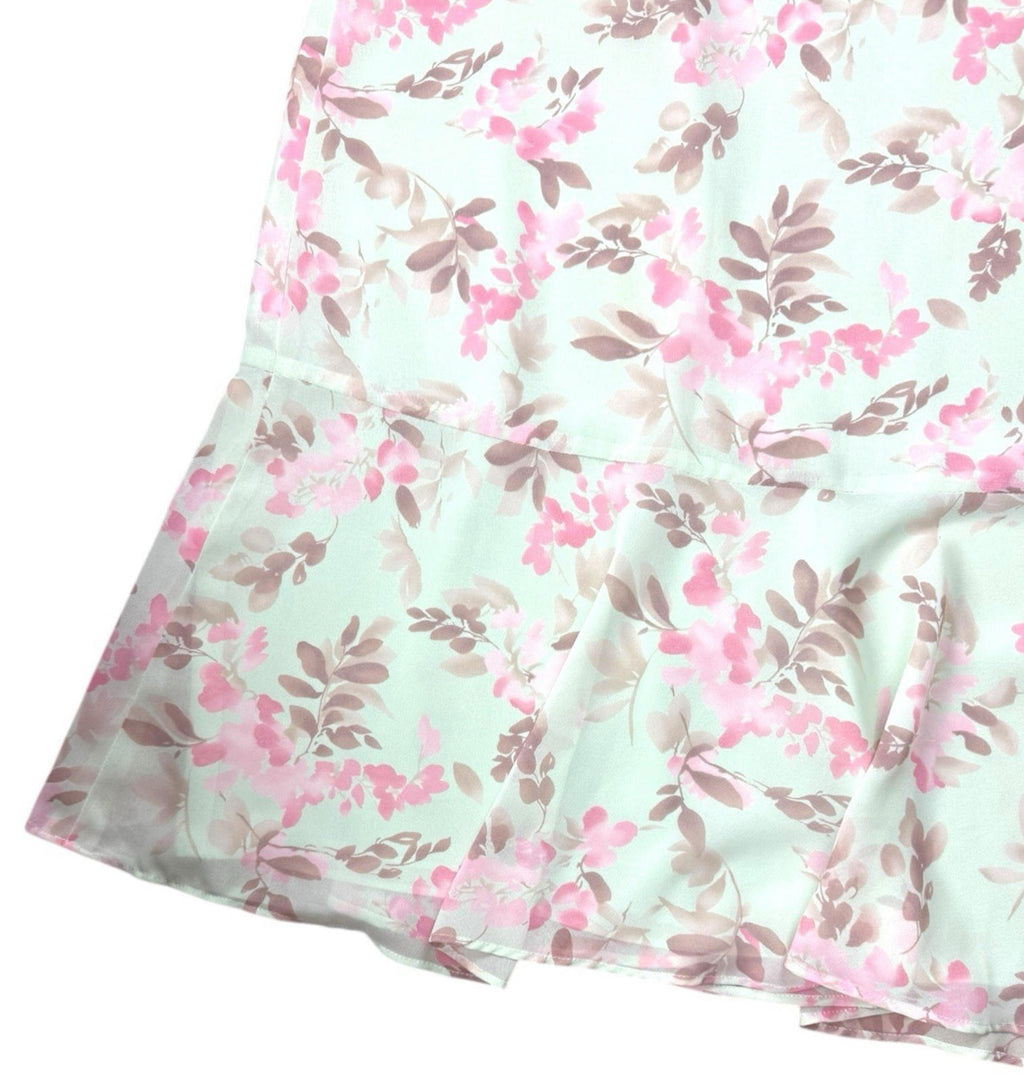 Jacques Vert Pencil Skirt Green Pink Floral Midi Skirt Women’s UK Size 14