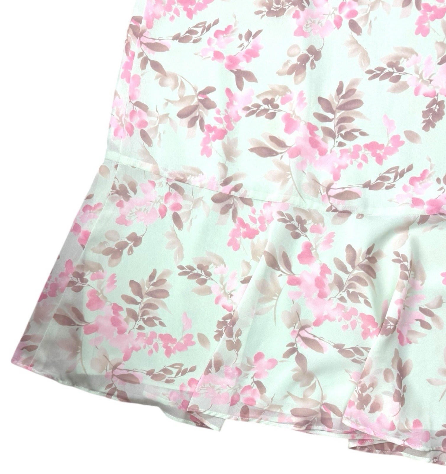 Jacques Vert Pencil Skirt Green Pink Floral Midi Skirt Women’s UK Size 14