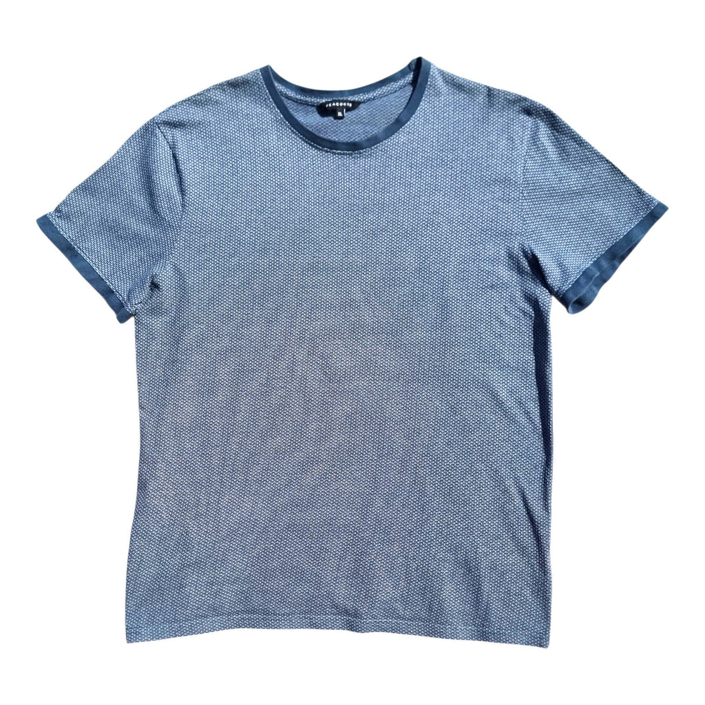 Peacocks T-Shirt Men's UK Size XL Blue Geometric Pattern Crew Neck Summer