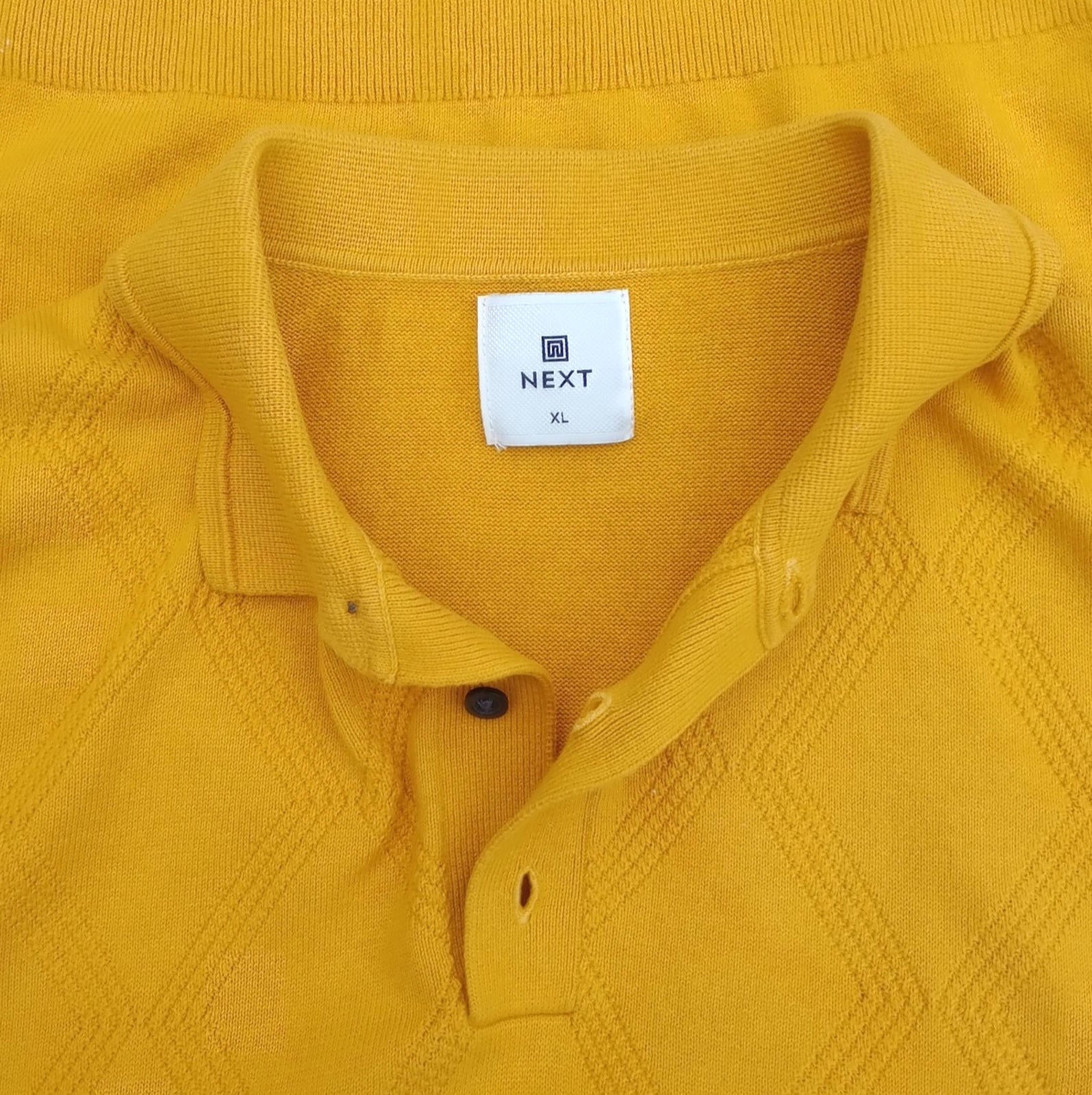 Next Knit Polo Shirt Men's UK Size XL Yellow Short Sleeve 100% Cotton Summer