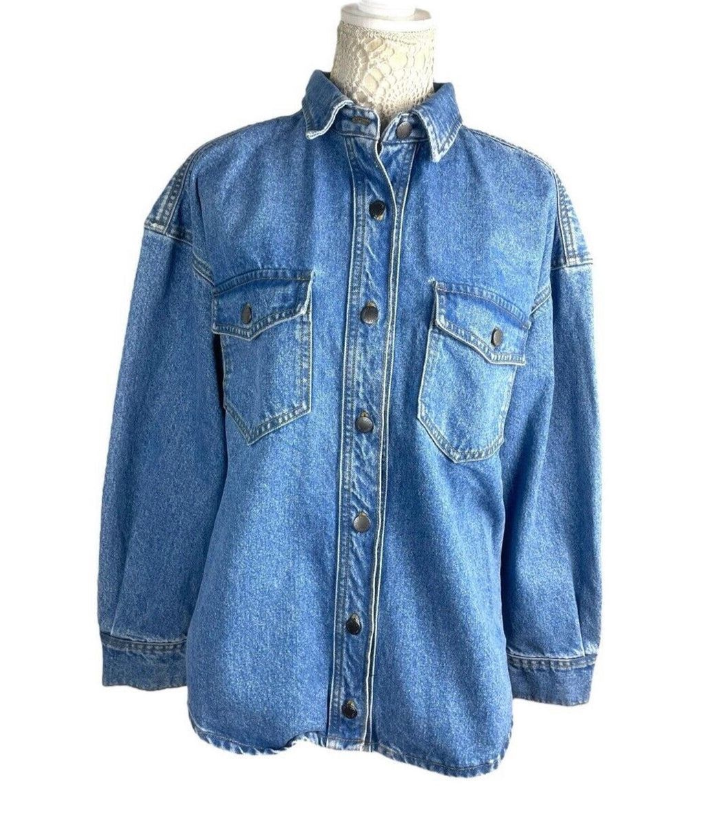 Nasty Gal Blue Denim Shirt Top Button Up Women’s UK Size 10