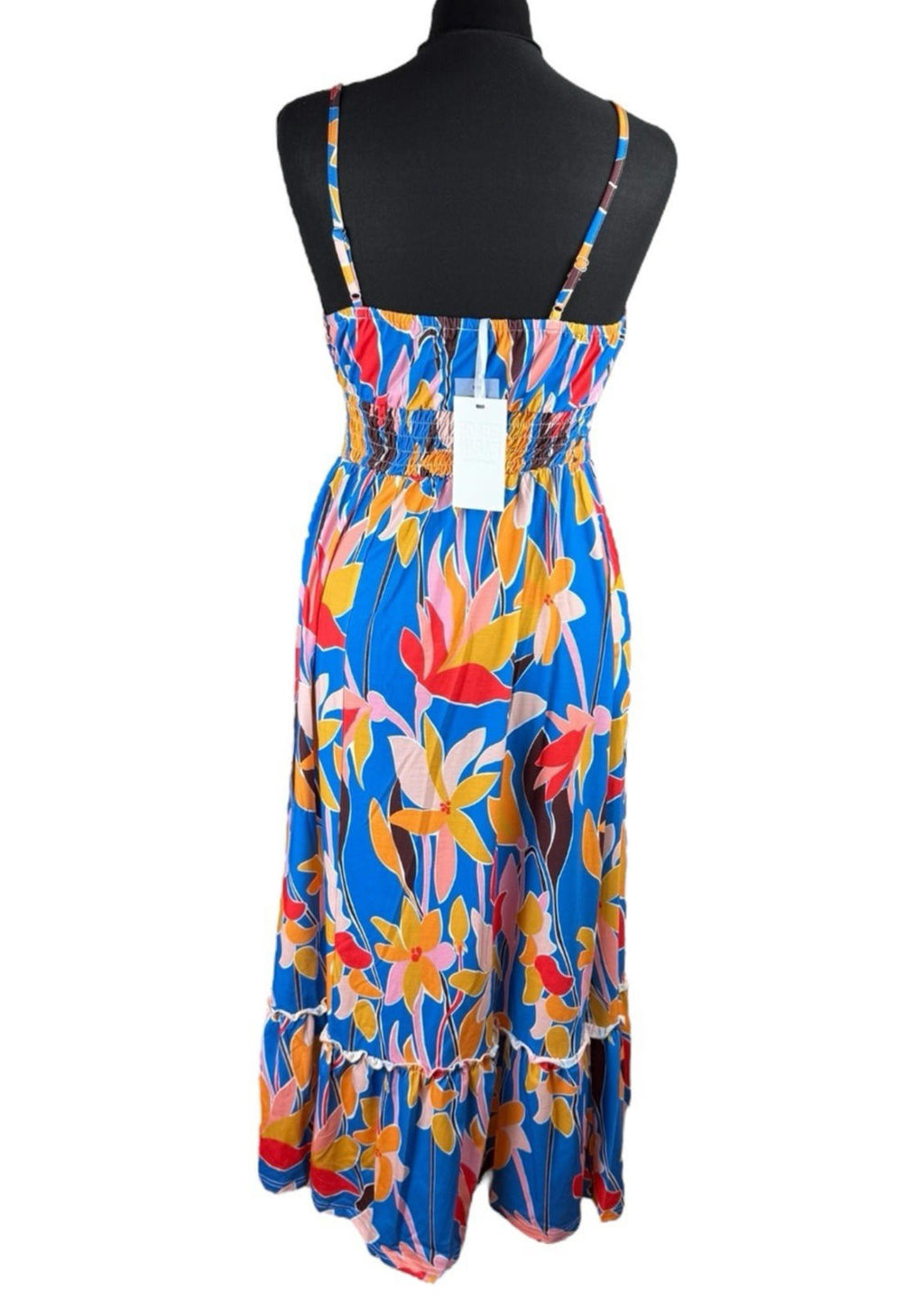 Grace Karin Maxi Dress Women’s UK Size S Bright Floral Smocked Summer